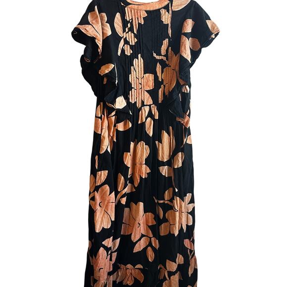 Anthropologie Maeve Black Flutter Sleeve Maeve Cassandra Maxi Dress XS - Picture 12 of 12